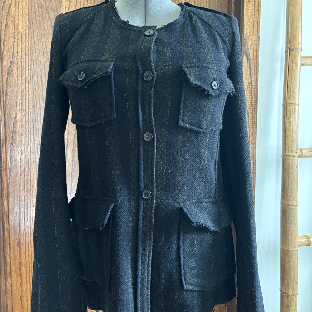 FLAW Runway Isabel Marant Wool Green Black Blazer with Tailored Silhouette US 12